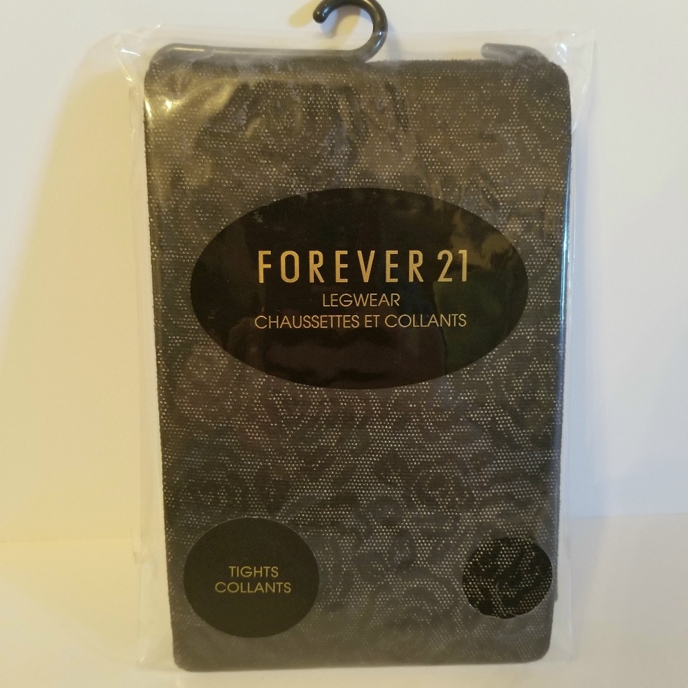 🆕 Forever 21 Semi-Sheer Black Rose Tights S/M